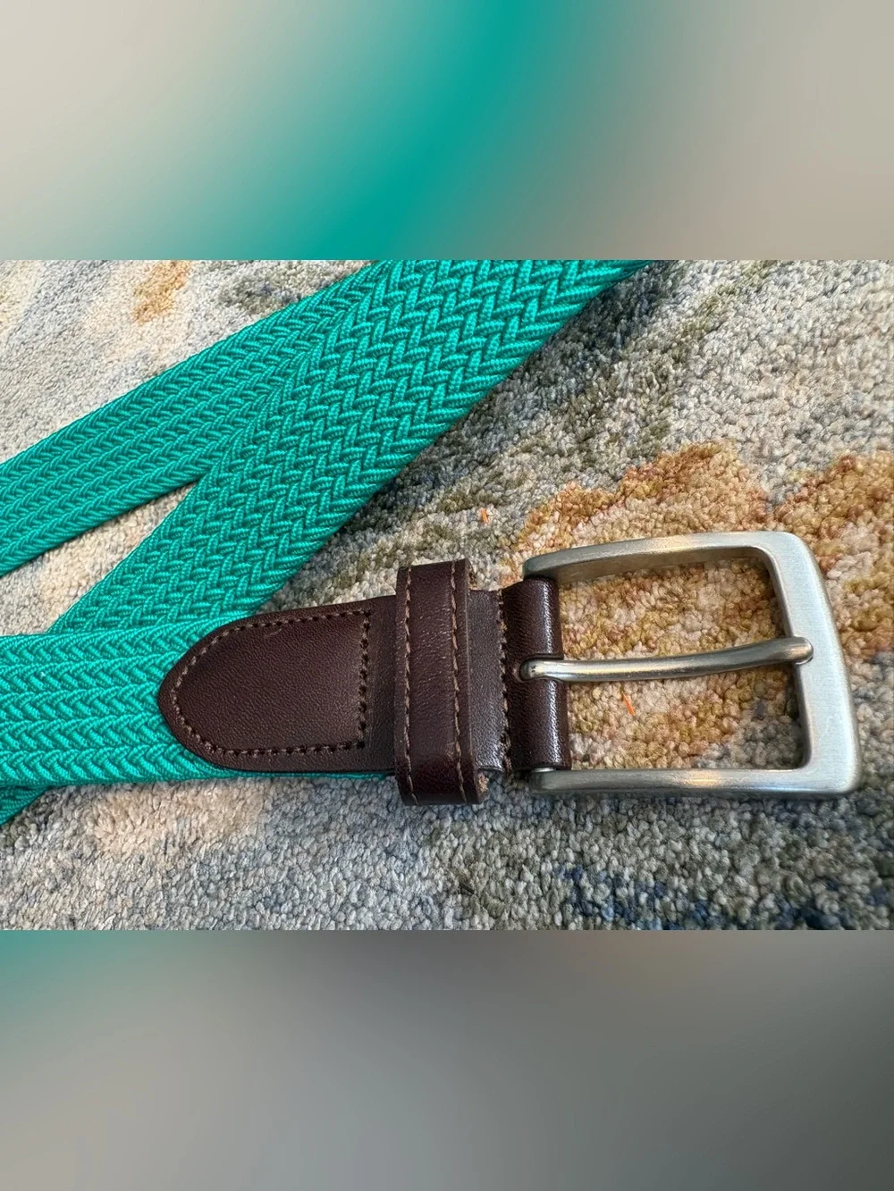 J. Crew Braided Belt in Green with Leather Detail Size Large - Picture 2 of 7